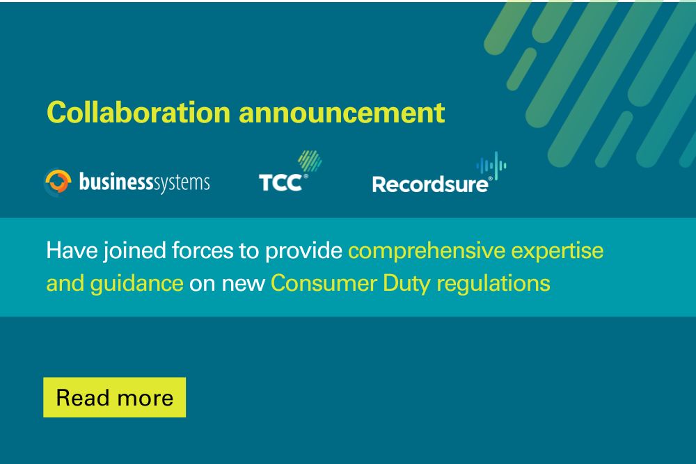 TCC RS business systems join forces consumer duty regulations collaboration announcement