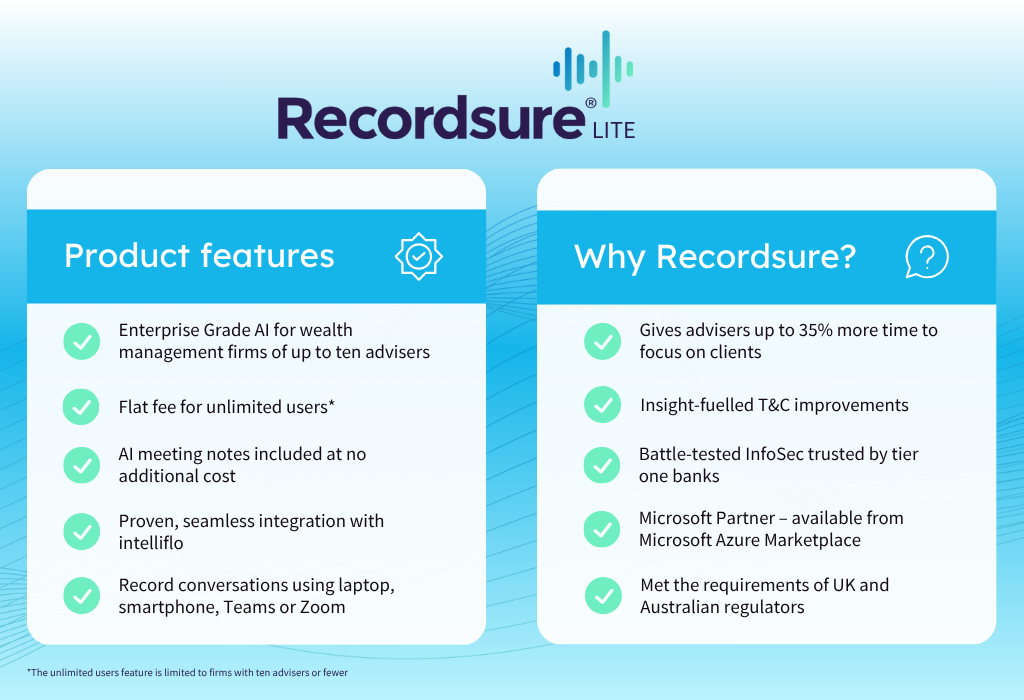 Recordsure Lite features and benefits graphic