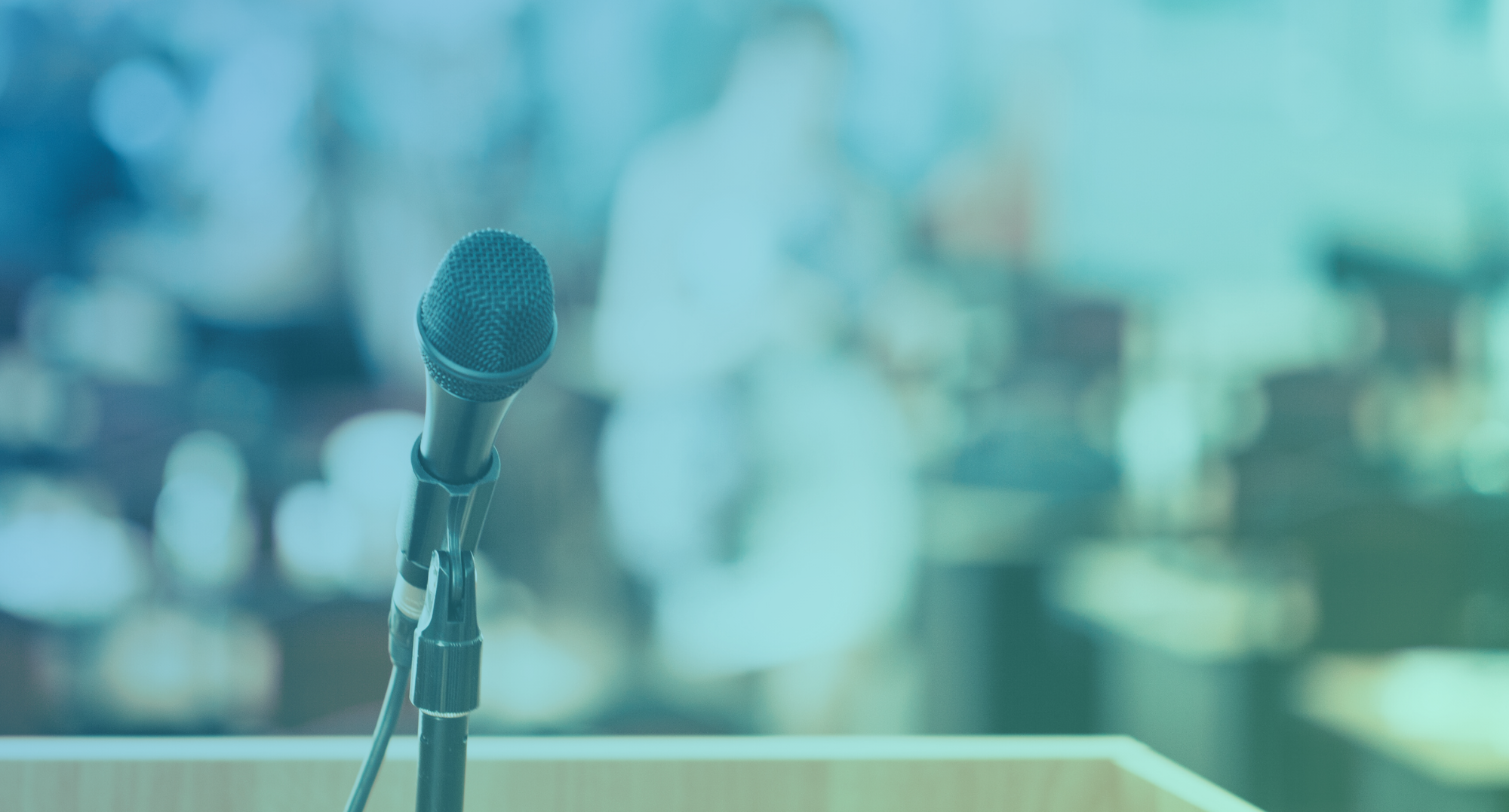 Wealth manager AI event image of a mic